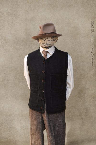 Cruiser Vest - Black Boiled Wool - S, M
