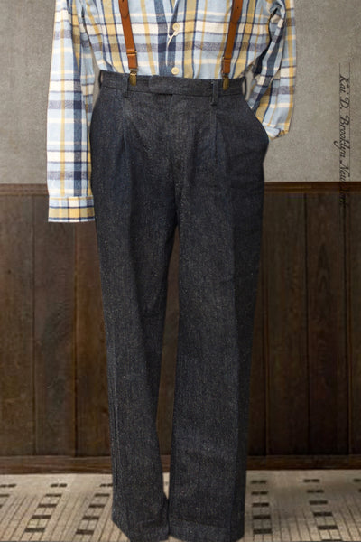 Sheffield Trousers - Raw Cotton Hemp Denim - S, L