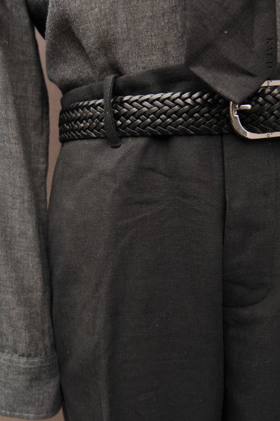 Borough Pants - Cotton Linen Herringbone - Black - 30, 32, 36, 38