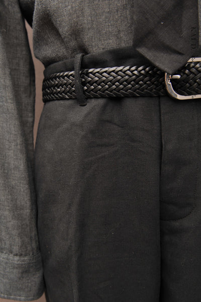 Borough Pants - Cotton Linen Herringbone - Black - 30, 32, 34, 36, 38