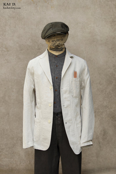 Heavy Cotton Linen Blazer - Ecru - 46, 48