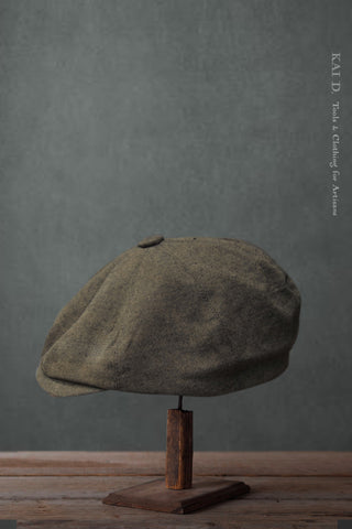 Peaky Hat - Green Cotton Linen Tweed - M, L, XL