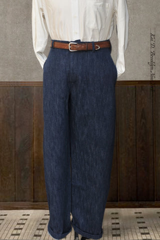 Balloon Trousers -Cotton Wool Denim - 50, 52