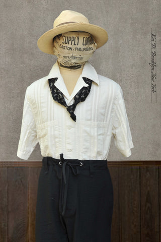 Cuba Short Sleeve Shirt - Leno-Weave Stripe - M, L, XL(Loose Fit)