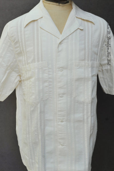 Cuba Short Sleeve Shirt - Leno-Weave Stripe - M, L, XL(Loose Fit)