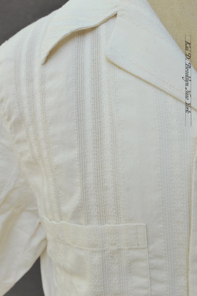 Cuba Short Sleeve Shirt - Leno-Weave Stripe - M, L, XL(Loose Fit)