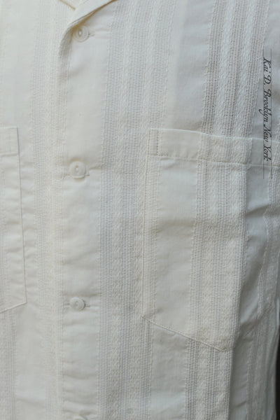 Cuba Short Sleeve Shirt - Leno-Weave Stripe - M, L, XL(Loose Fit)