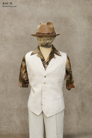 Dan Linen Vest - Ecru - L, XL