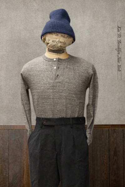 Long Sleeve Henley Tee - Medium Grey Heather - S, M, L, XL (Shorter Length)