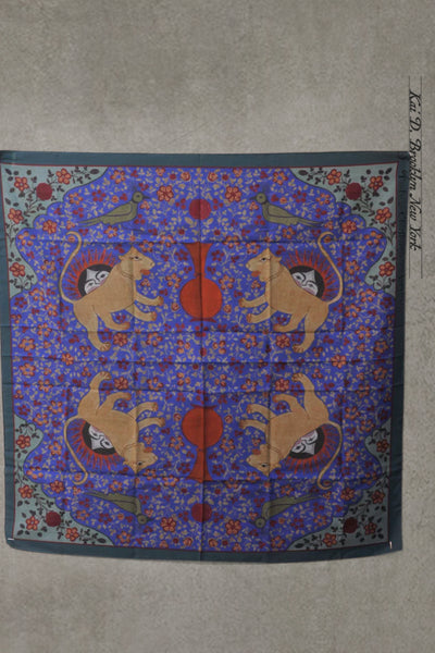 Ispahan Square Scarf - Folk Blue