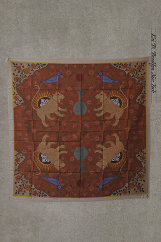 Ispahan Square Scarf - Folk Brown