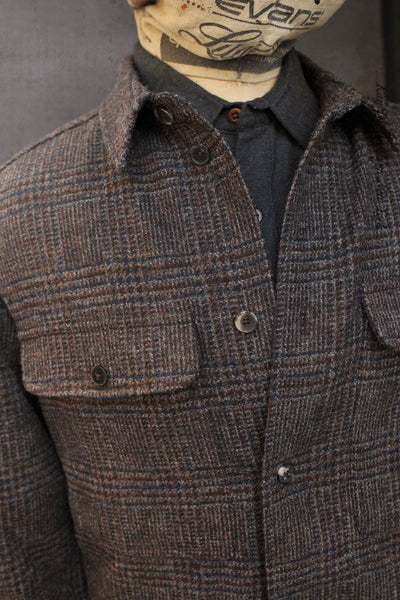 Parisian Over Shirt - Grey Brown Prince of Wale Tweed - M, L (NO RETURN)