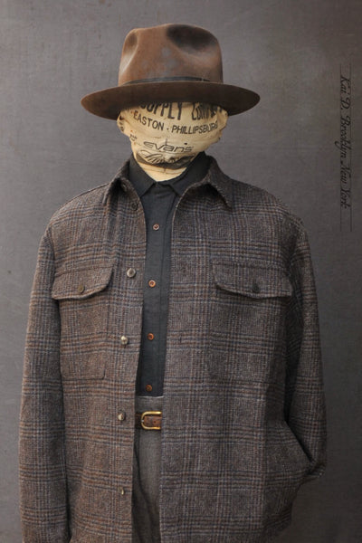 Parisian Over Shirt - Grey Brown Prince of Wale Tweed - M, L (NO RETURN)
