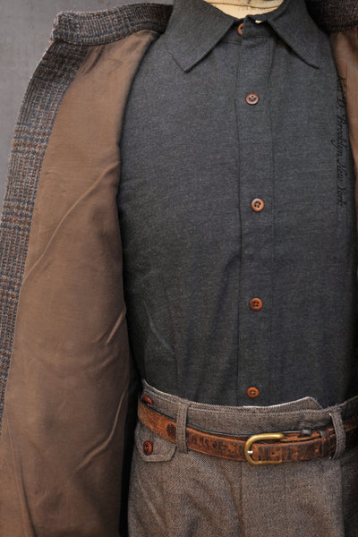Parisian Over Shirt - Grey Brown Prince of Wale Tweed - M, L (NO RETURN)