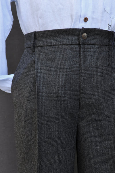 Grandad Trousers - Prince of Wale Wool - 48 (fits like 31)