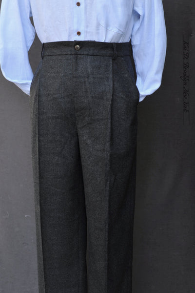 Grandad Trousers - Prince of Wale Wool - 48 (fits like 31)