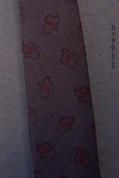 Printed Paisley Wool Tie - Deep Purple Brown