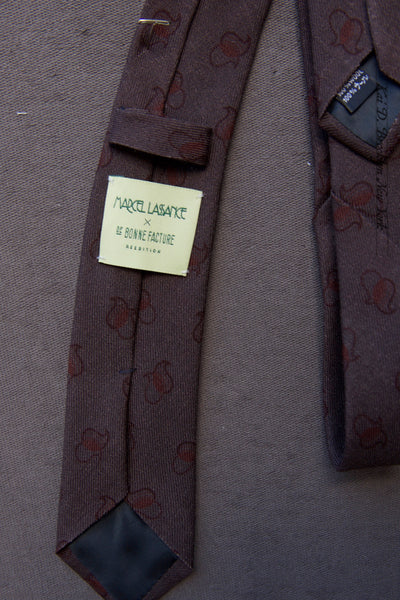Printed Paisley Wool Tie - Deep Purple Brown