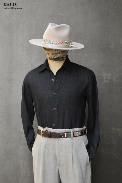 Delancey Shirt - Double Gauze Cotton - Black - XL, XXL