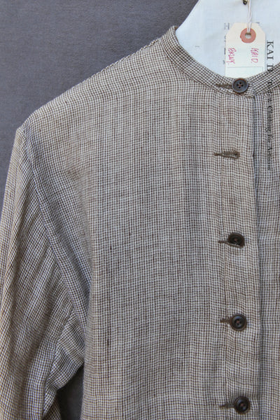 Edith Belted Shirt - Double Face Mini Gingham - XS, S