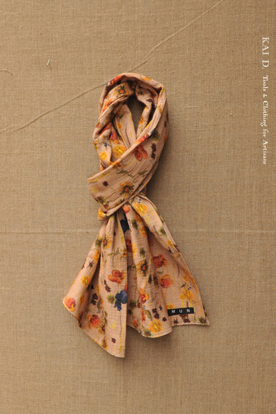 Skinny Scarf - Cotton Double Gauze Floral