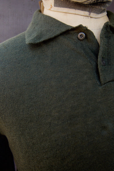 Fine Gauge Linen LS Polo - Dark Green - L, XL