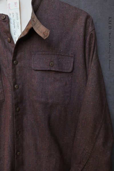 Jackie Shirt - Wool Herringbone Plum tweed  - M