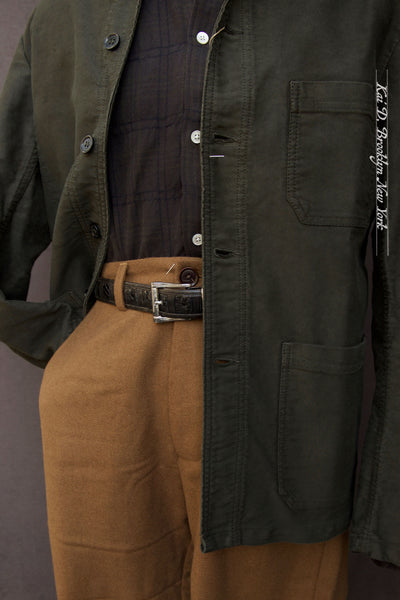 French Moleskin Work Jacket -  Dark Green - 44(M),, 46(L), 48(XL), 50(XXL)