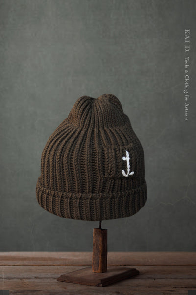 Heavy Gauge Ribbed Beanie - Dark Olive - One Size