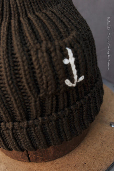 Heavy Gauge Ribbed Beanie - Dark Olive - One Size
