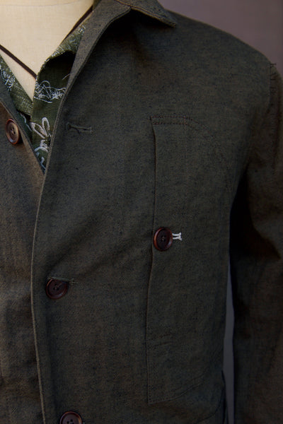 Degas Work Jacket - Two Tone Cotton Linen Tweed - S, M, L, XL, XXL