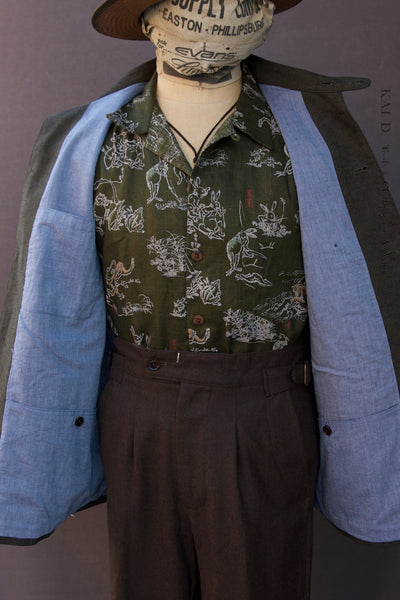 Degas Work Jacket - Two Tone Cotton Linen Tweed - S, M, L, XL, XXL