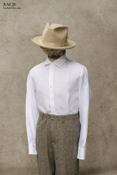 Delancey Shirt - Belgian Linen - Pure White - S, M, L, XL, XXL