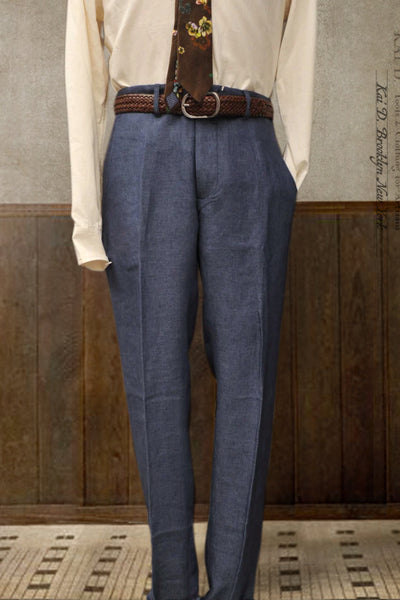 Light Belgian Linen Borough Pants - Denim Blue - 30, 32, 34, 36