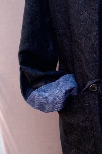 Double Layer Japanese Farmer Coat - Soft Denim - M (NO RETURN)