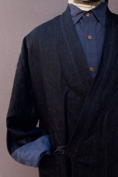 Double Layer Japanese Farmer Coat - Soft Denim - M (NO RETURN)