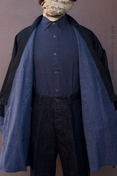 Double Layer Japanese Farmer Coat - Soft Denim - M (NO RETURN)