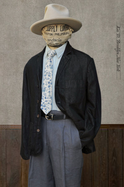 Ginsberg Jacket (Relaxed Fit) - Cotton Linen Denim - S, M, L, XL
