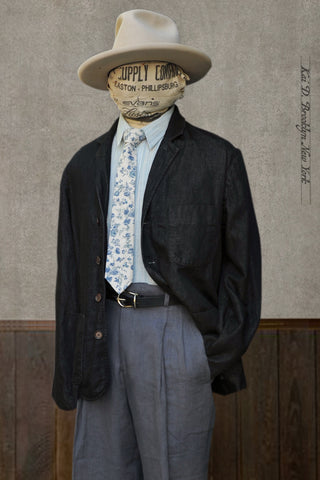 Ginsberg Jacket (Relaxed Fit) - Cotton Linen Denim - S, M, L, XL