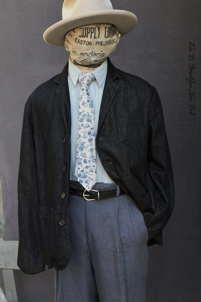 Ginsberg Jacket (Relaxed Fit) - Cotton Linen Denim - S, M, L, XL
