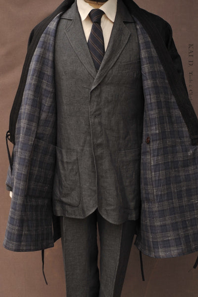 Double Layer Japanese Farmer Coat - Soft Denim - M (NO RETURN)