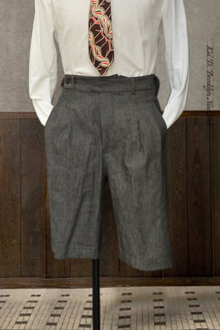 1940s Bermuda Shorts - Light Cotton Linen Denim - 30, 32, 34