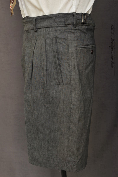 1940s Bermuda Shorts - Light Cotton Linen Denim - 30, 32, 34
