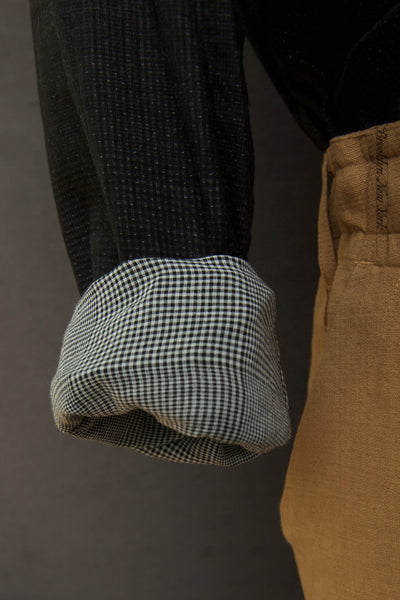 Cassady Shirt - Double Gauze Cotton Plaid - Black  - M, L, XL, XXL