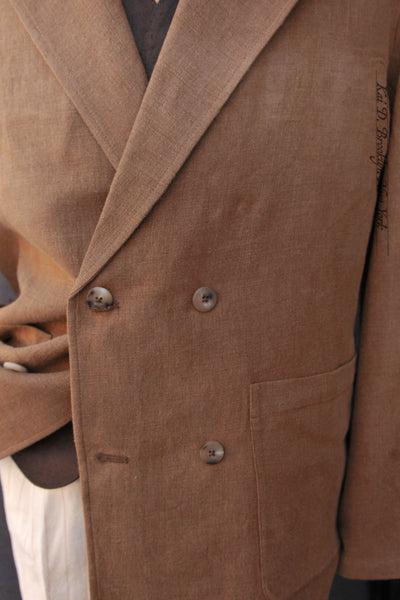 Double Breasted Jacket - Belgian Linen Wool - Cinnamon - 48, 50 (NO RETURN)