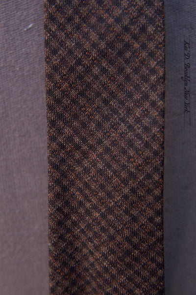 Italian Double Weave  Tie - Dark Brown Tonal Check