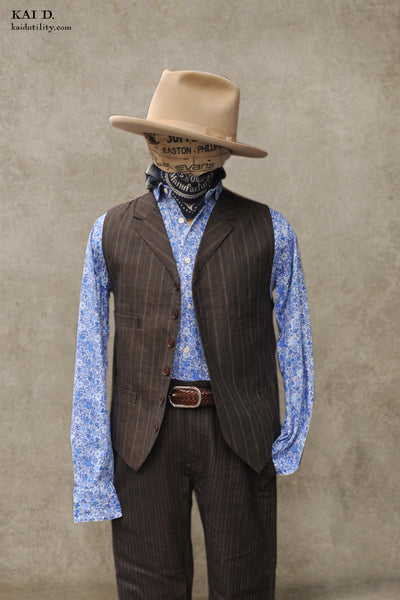 Italian Linen Doyle Vest - Brown - S/M (NO RETURN)