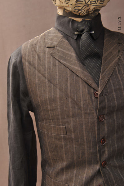 Italian Linen Doyle Vest - Brown - S/M (NO RETURN)