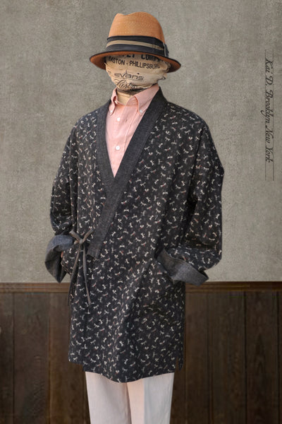 Tea Garden Farmer Coat - Cotton Linen Denim + Dragon Fly Cotton - M (NO RETURN)