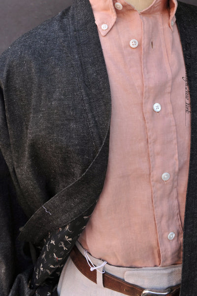 Tea Garden Farmer Coat - Cotton Linen Denim + Dragon Fly Cotton - M (NO RETURN)